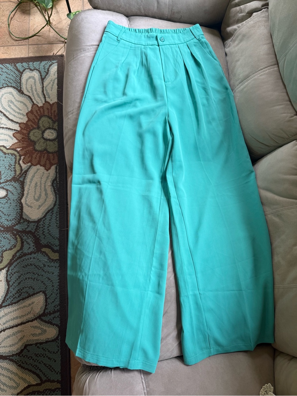 Amazon Women's Wide-Leg High-Rise Pants in Teal NWT